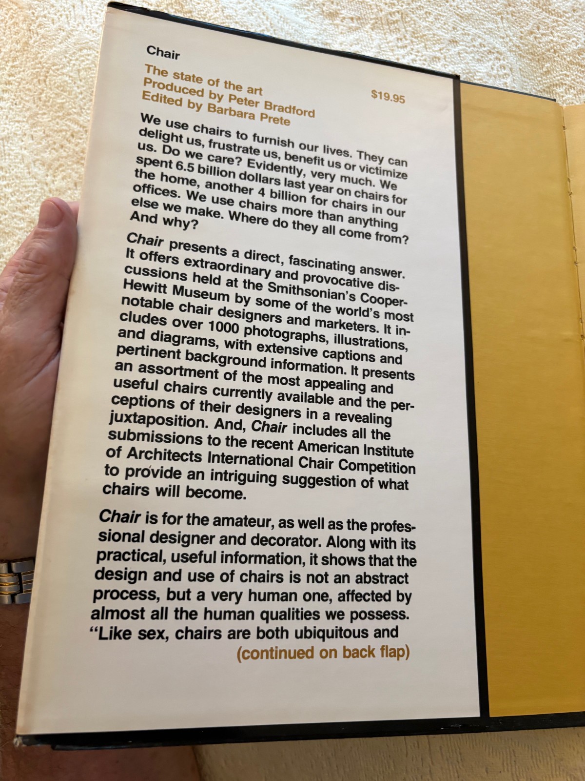CHAIR: THE CURRENT STATE OF THE ART, P. Bradford, B. Prete, Crowell NY 1978 DJ