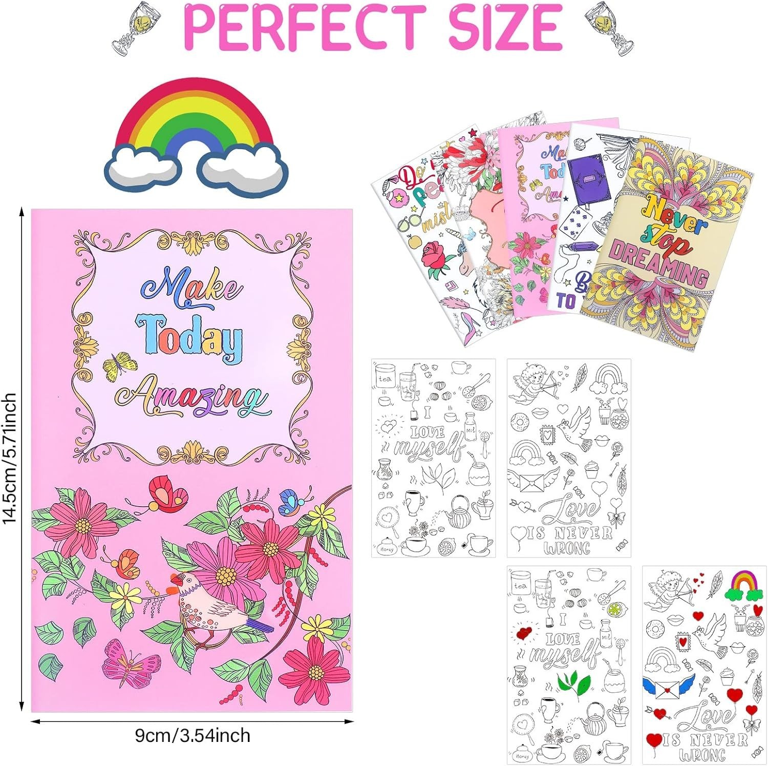 30 Pcs Inspirational Coloring Book Bulk Mandala Mini Activity Books with Positiv