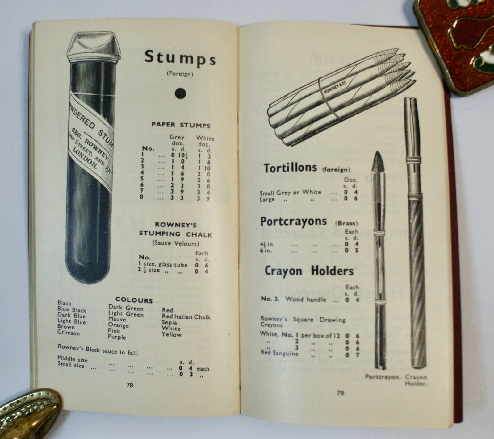 Rare Rowney’s Pocket Catalogue Of Artists’ Materials, Illustrated, 96p. 1930’s