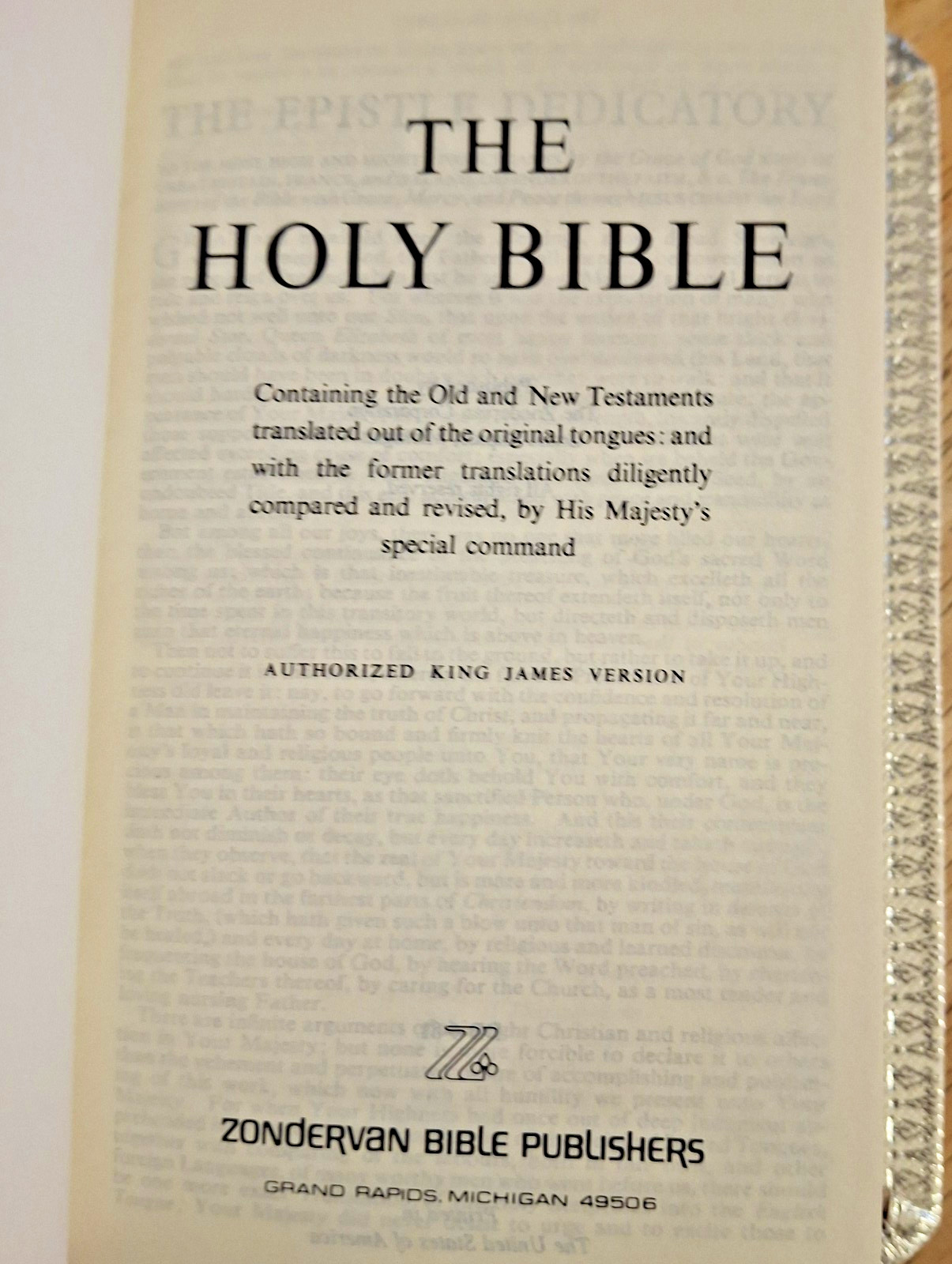 KJV Zondervan Wedding Bible Genuine White Leather/silver edges 3.5x 5.5 inches