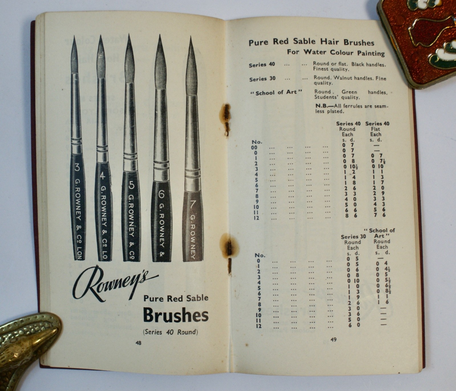 Rare Rowney’s Pocket Catalogue Of Artists’ Materials, Illustrated, 96p. 1930’s
