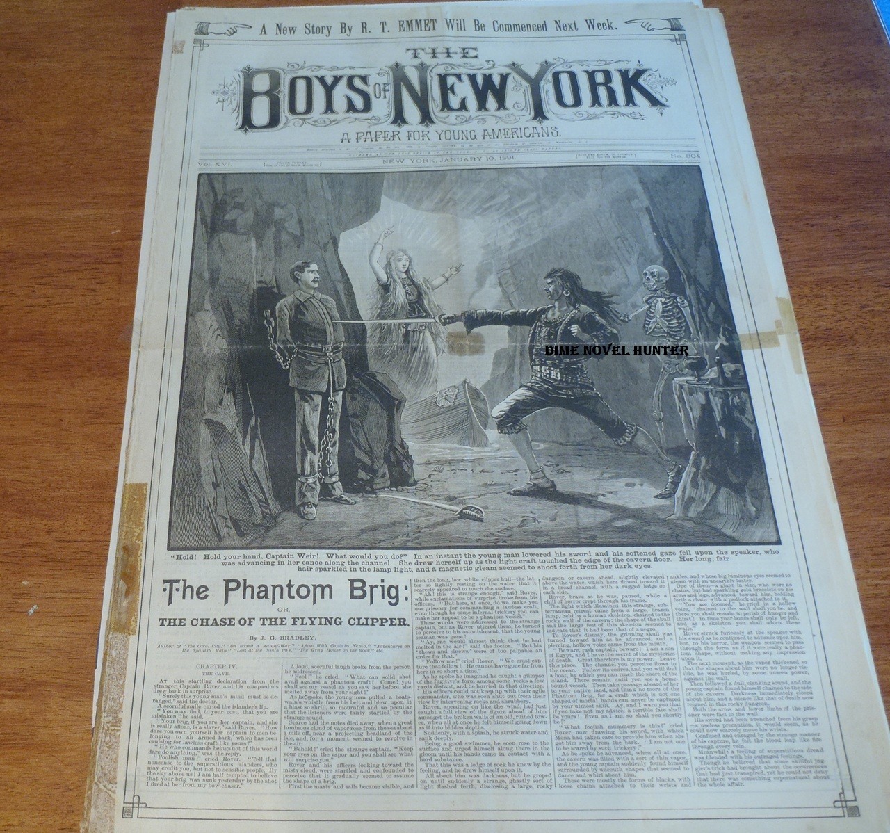 SKELETON COVER BOYS OF NEW YORK #804 ALSO FRANK READE FRANK TOUSEY STORY PAPER