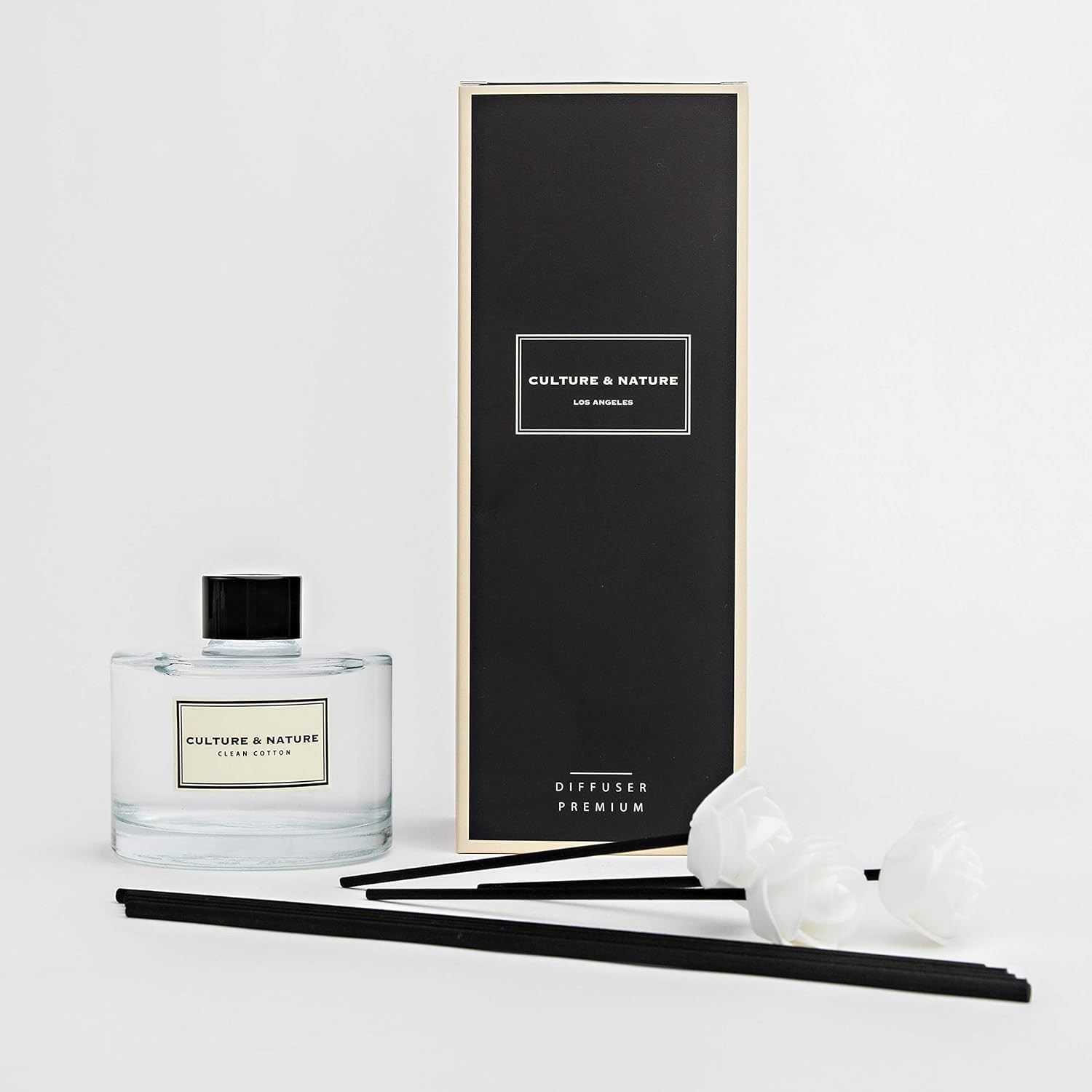 Reed Diffuser Set 6.7Oz (200Ml) Clean Cotton Scented Diffuser with Sticks Home F