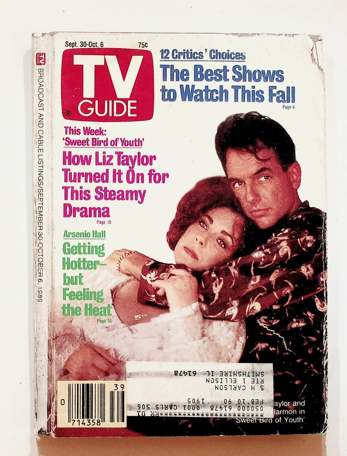 1989 September 30 TV Guide Magazine Western Illinois Edition Arsenio Hall