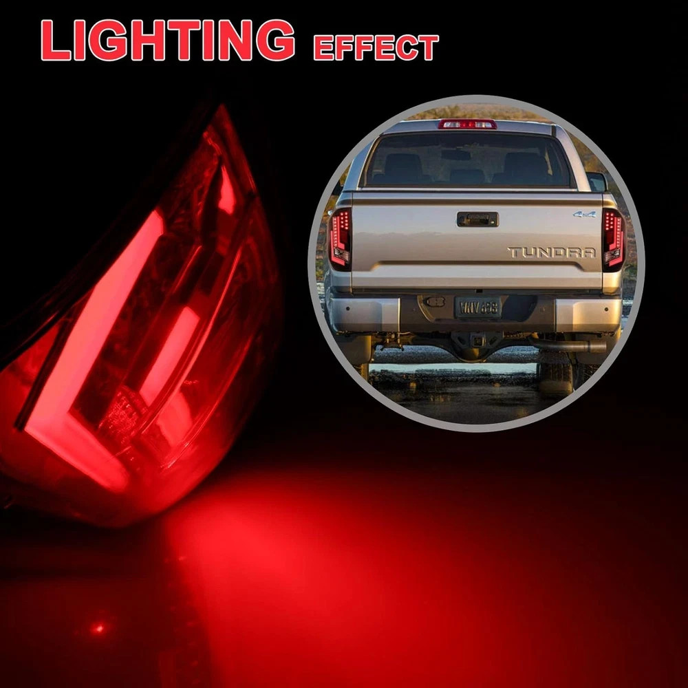 LED Tail Lights Fit for 2014-2020 Toyota Tundra Tail Lamps with Glossy Black Hou