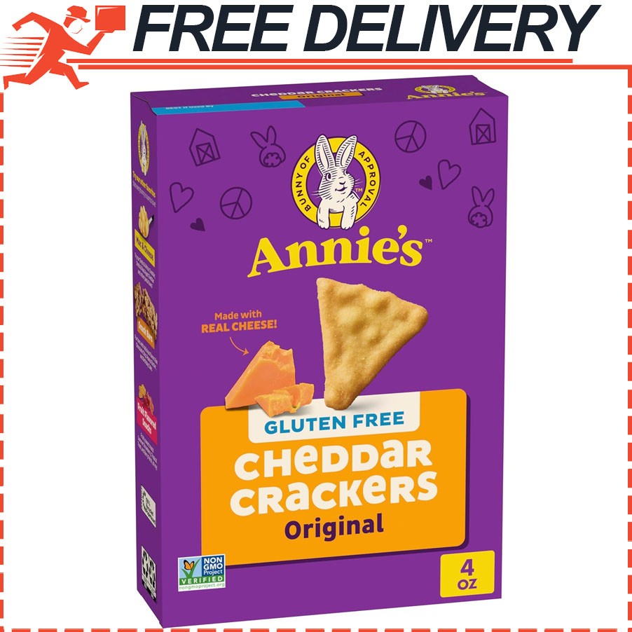 Annie’s Gluten Free Cheddar Crackers, Original, Made with Real Cheese, 4 oz