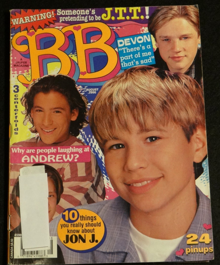 BB (Big Bopper) Magazine August 1996 JTT Jim Carrey, Elijah Wood, Brad Pitt