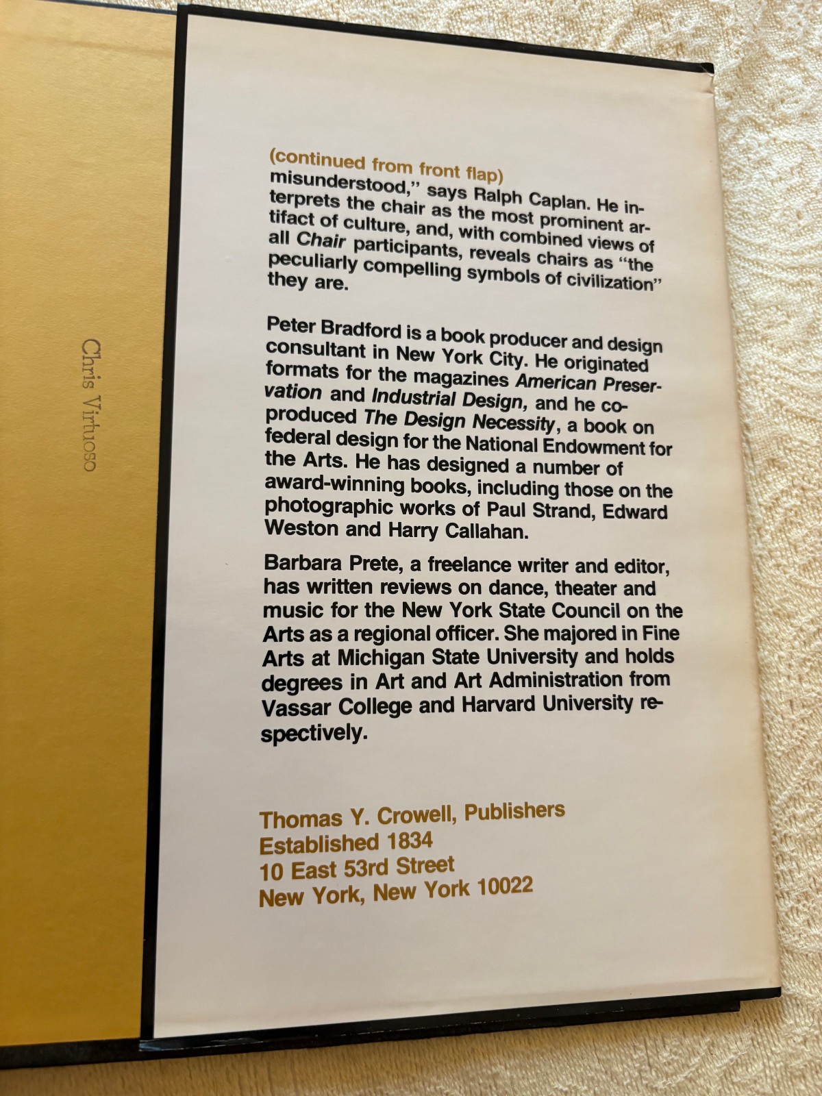 CHAIR: THE CURRENT STATE OF THE ART, P. Bradford, B. Prete, Crowell NY 1978 DJ