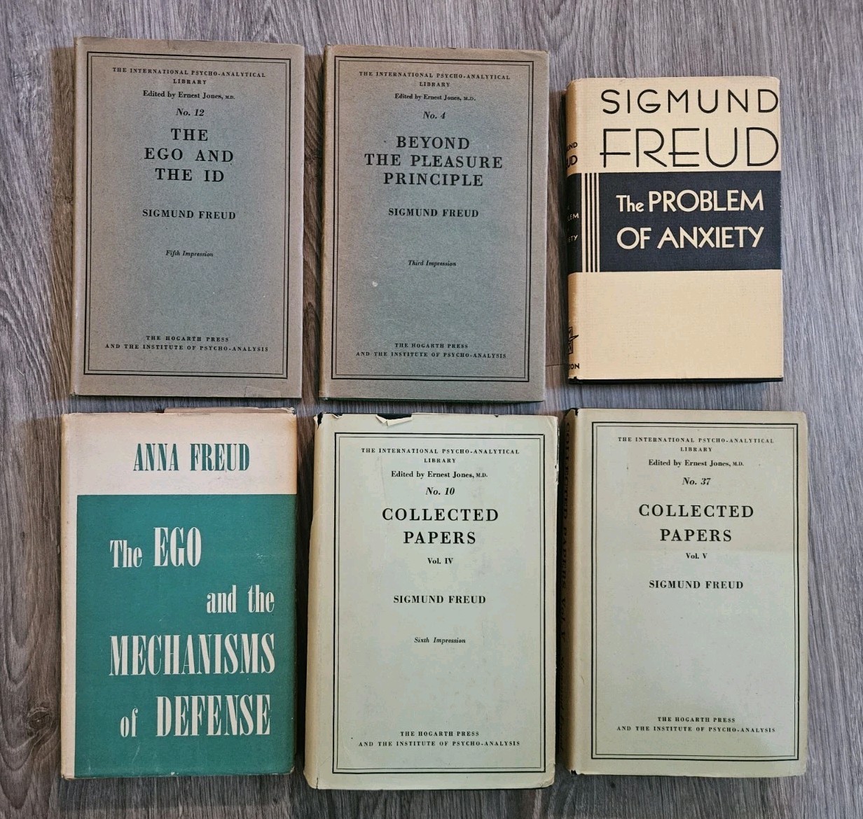 Sigmund & Anna Freud Lot Of 6 Books: Pleasure, Anxiety, Ego, Collected Papers