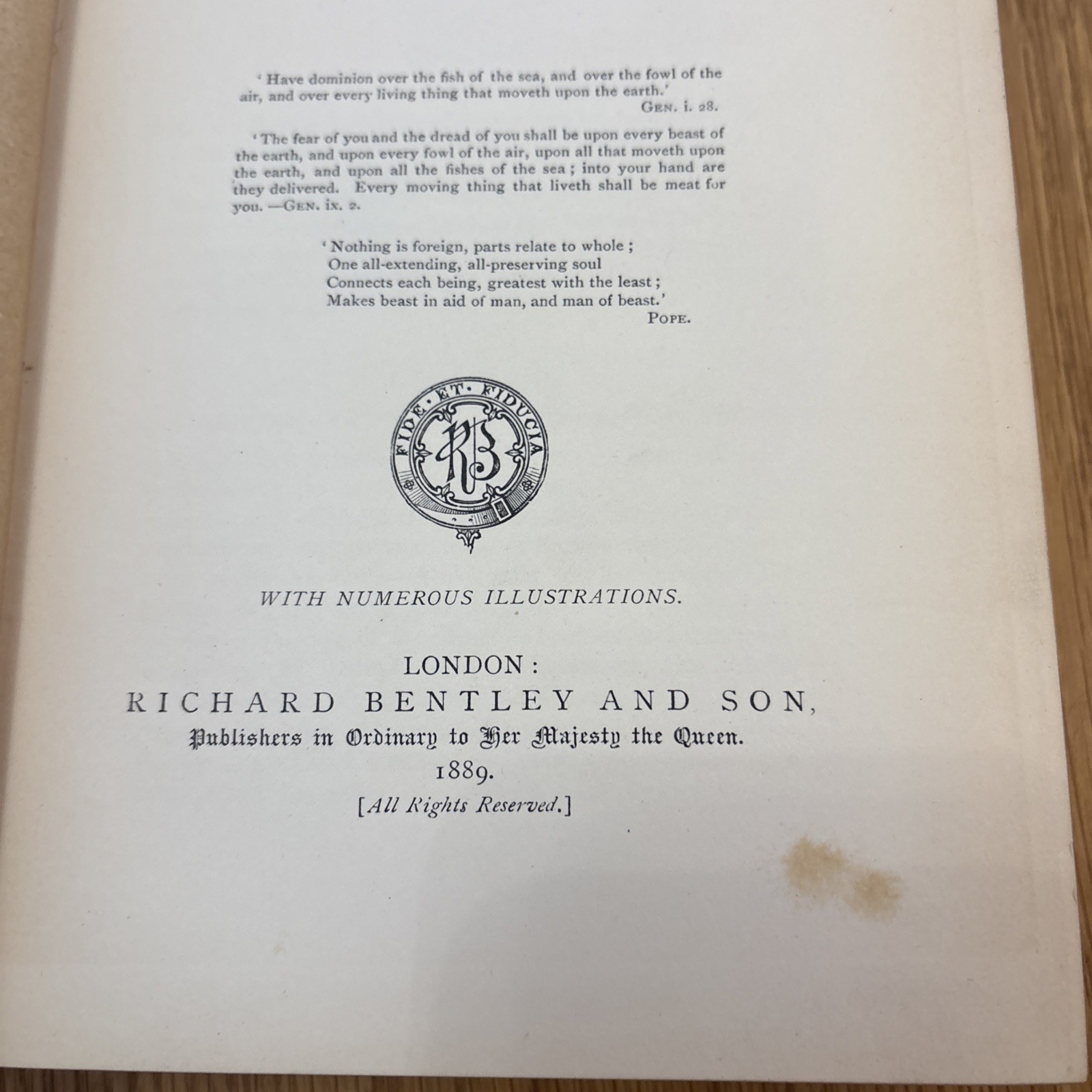 The Dominion of Man antique Hardcover 1889 by Rev J G Wood Bentley