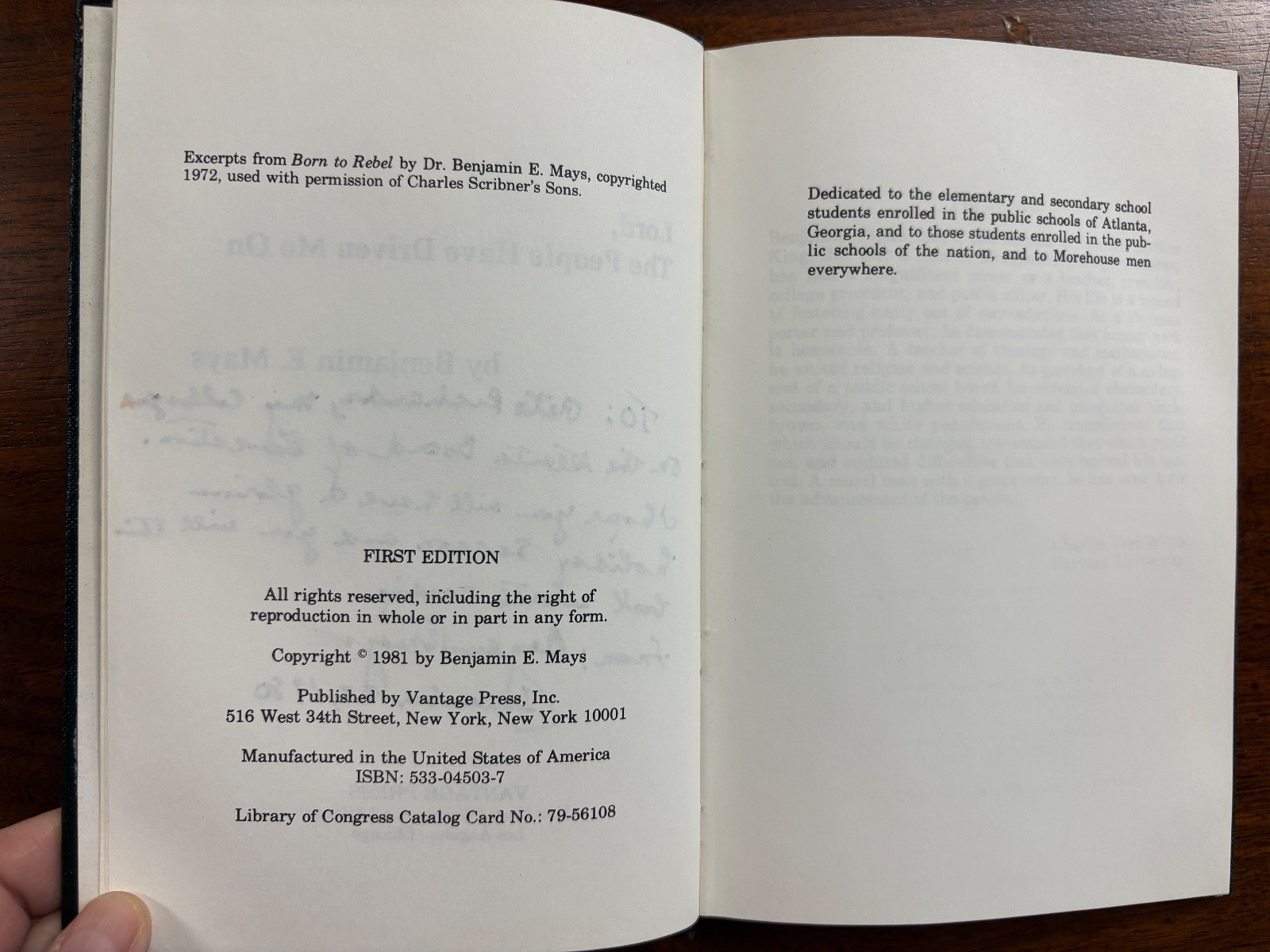 Lord, the People Have Driven Me On Benjamin E. Mays SIGNED by civil rights icon