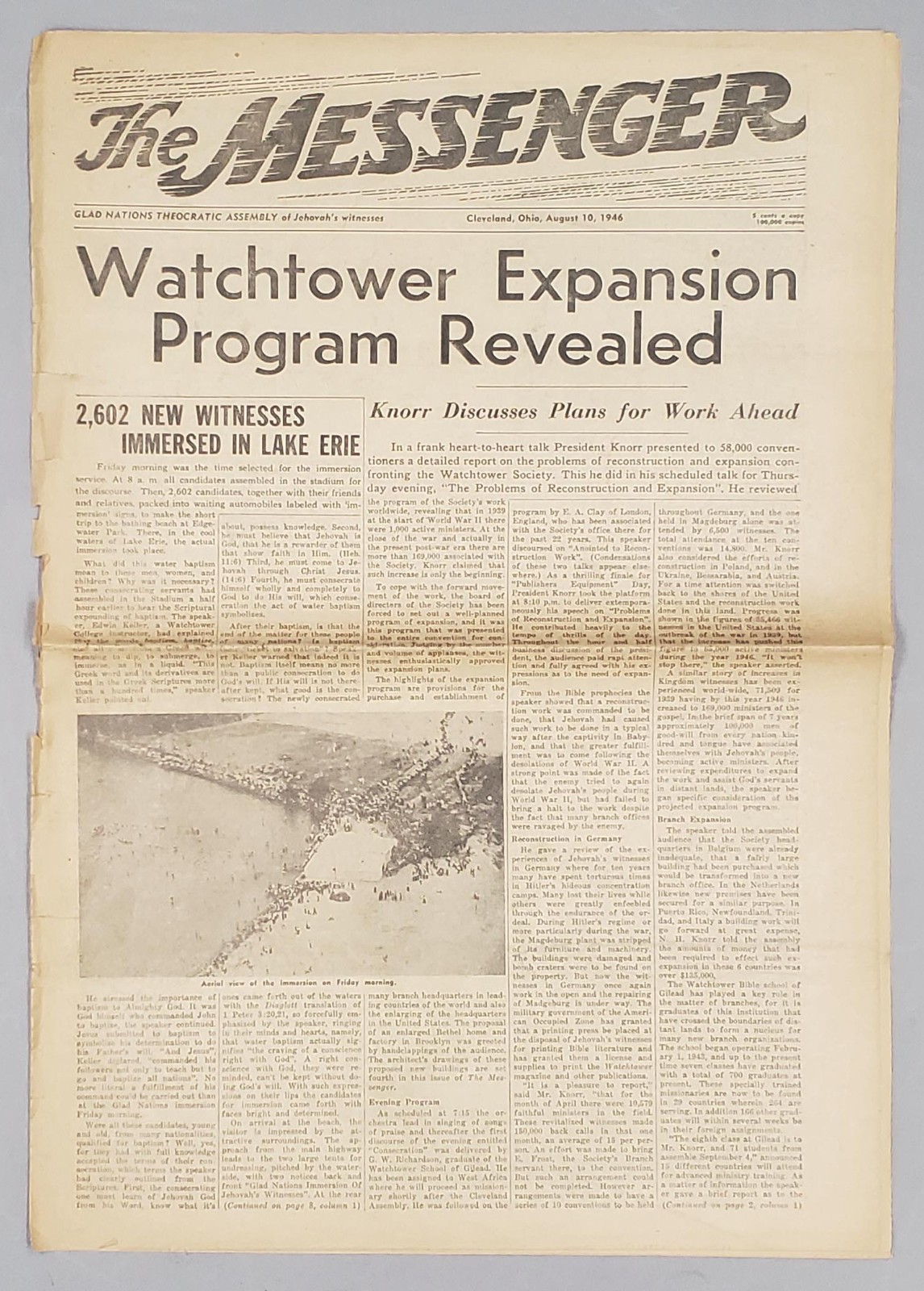 Rare Messenger August 10 1946 Convention Report Watchtower Jehovah