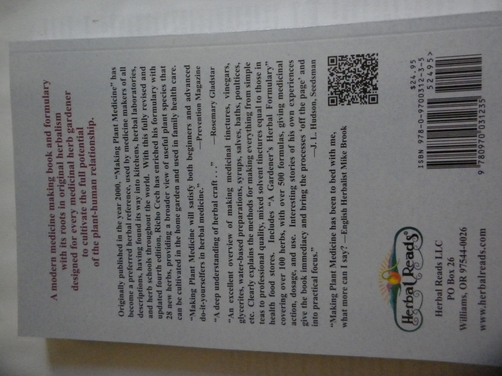 Making Plant Medicine, 4th Ed., by Richo Cech, 2016, Brand new book, 336 pages