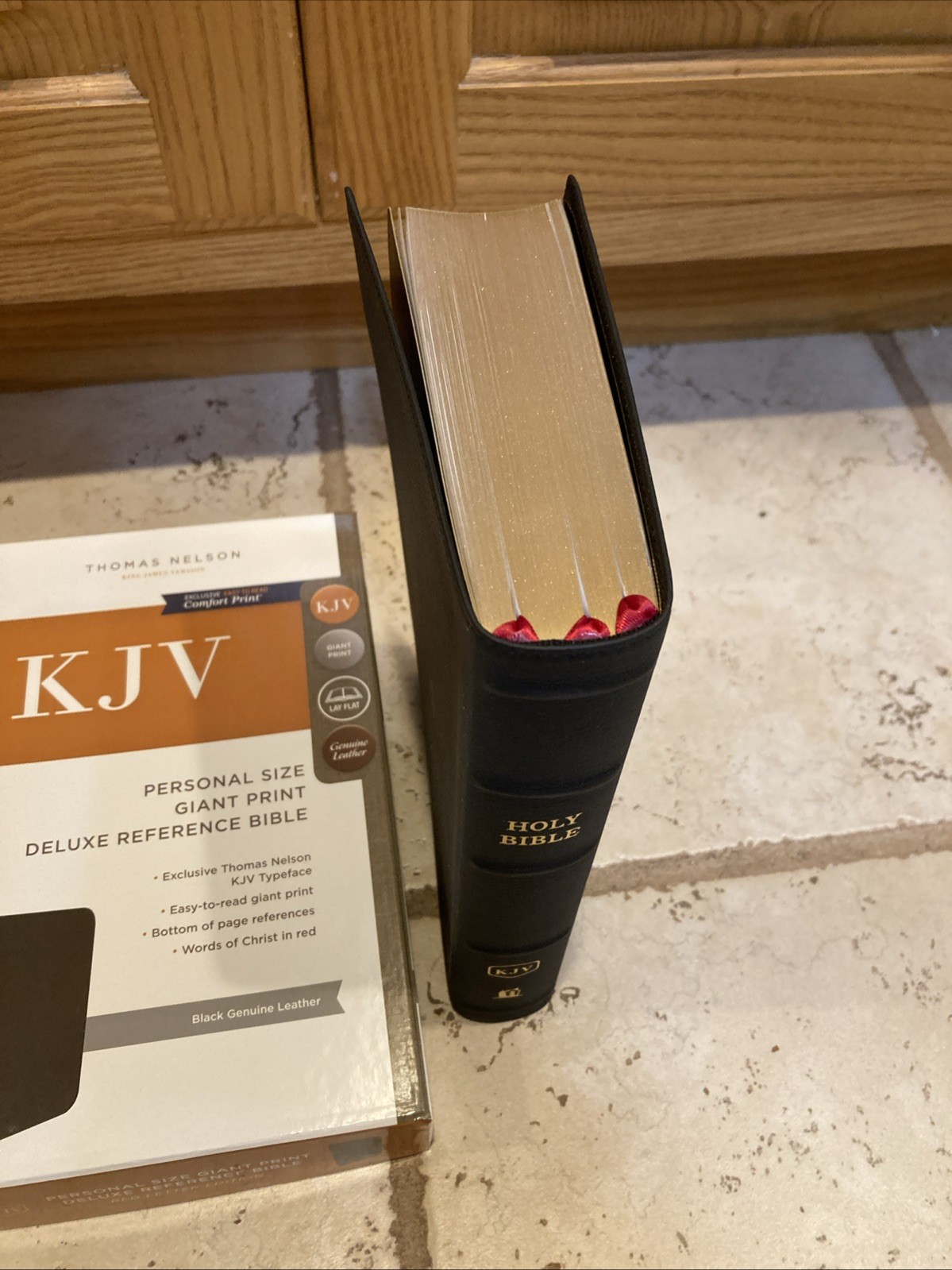 KJV Giant Print Personal Size Ref. Bible RED LETTER Black Genuine Leather