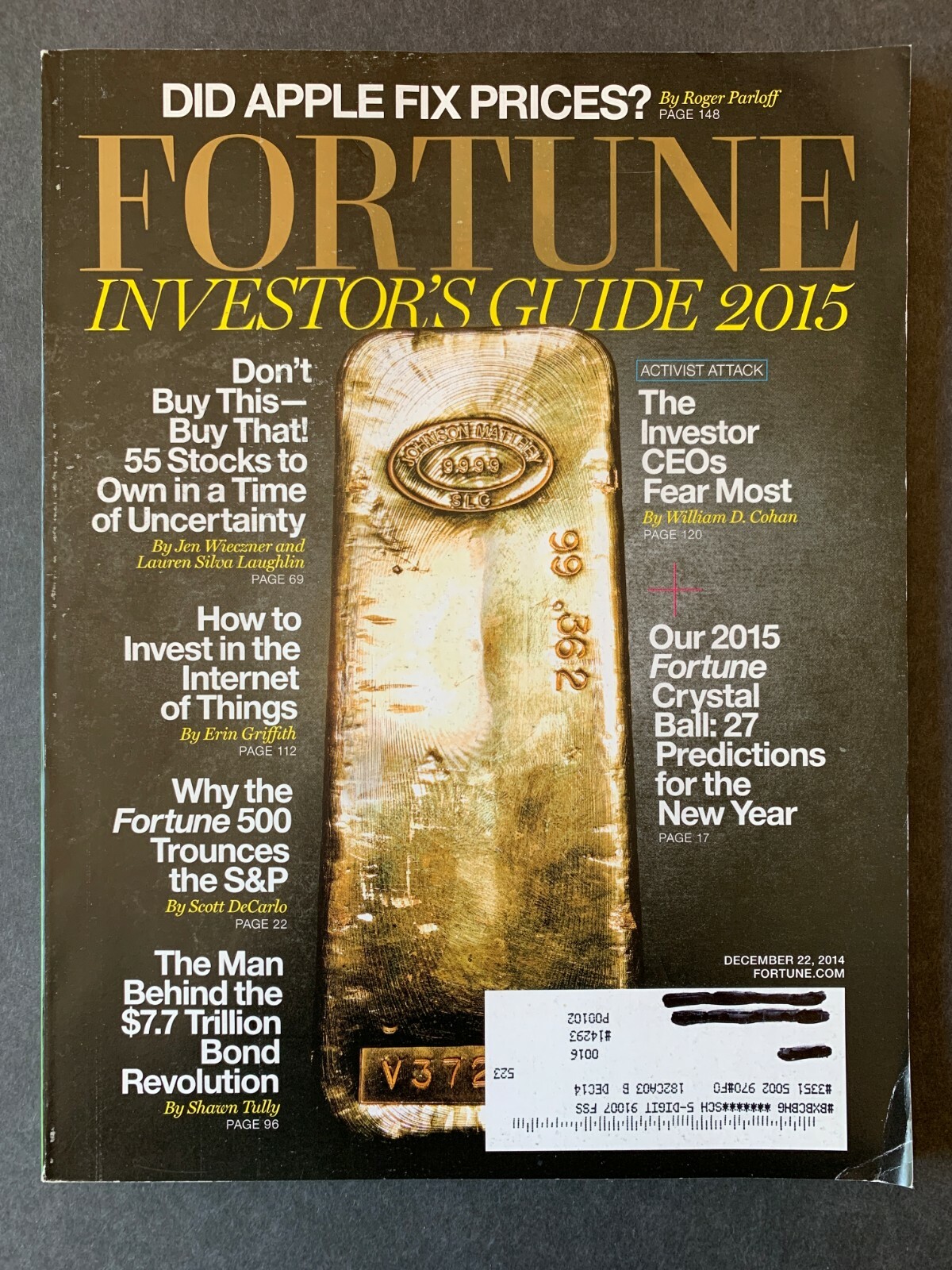Fortune Magazine December 22, 2014 2010’s Lifestyle Business Tech