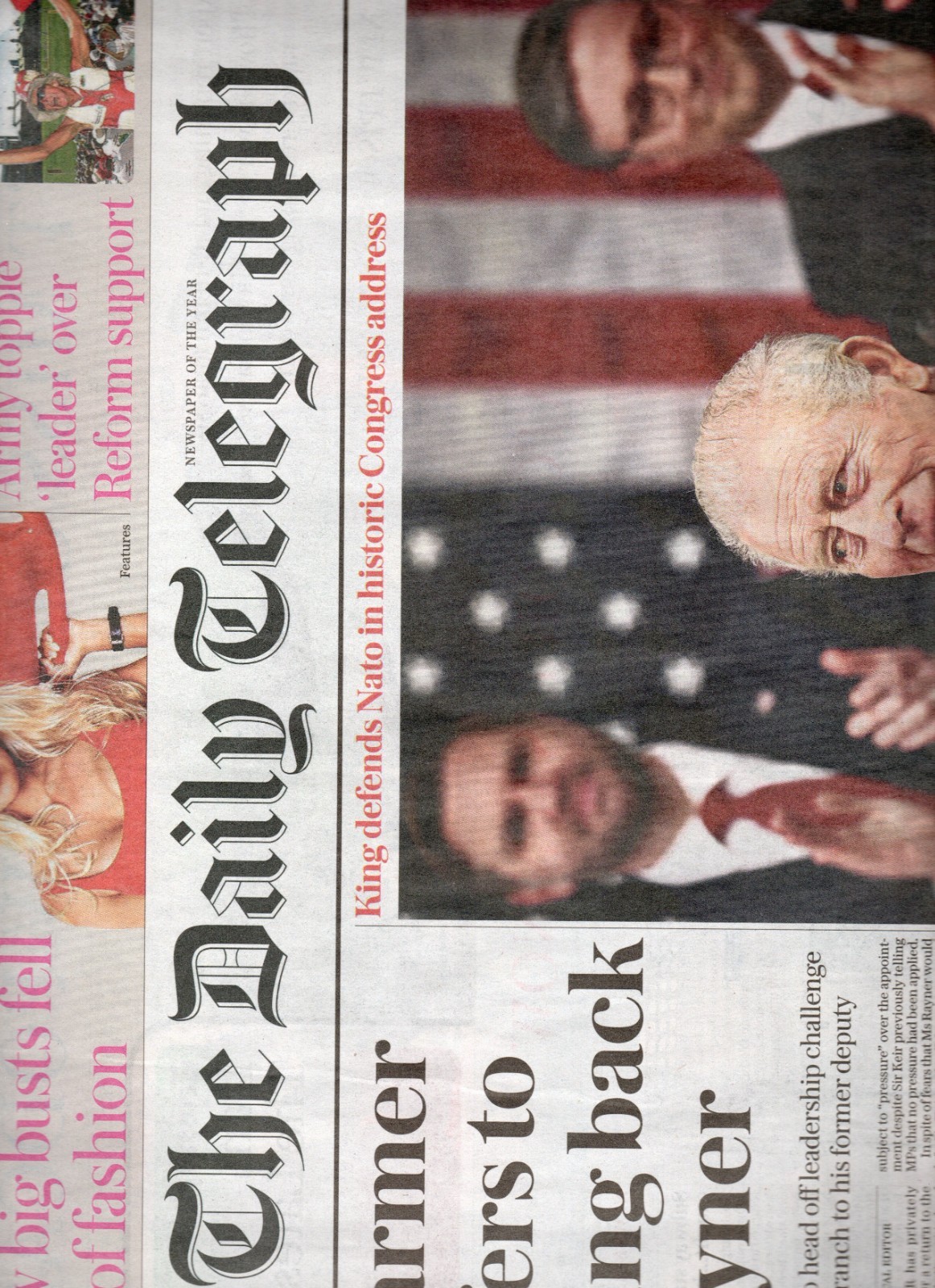 Daily Telegraph Newspaper April 29 2026- King Charles State Visit, Donald Trump