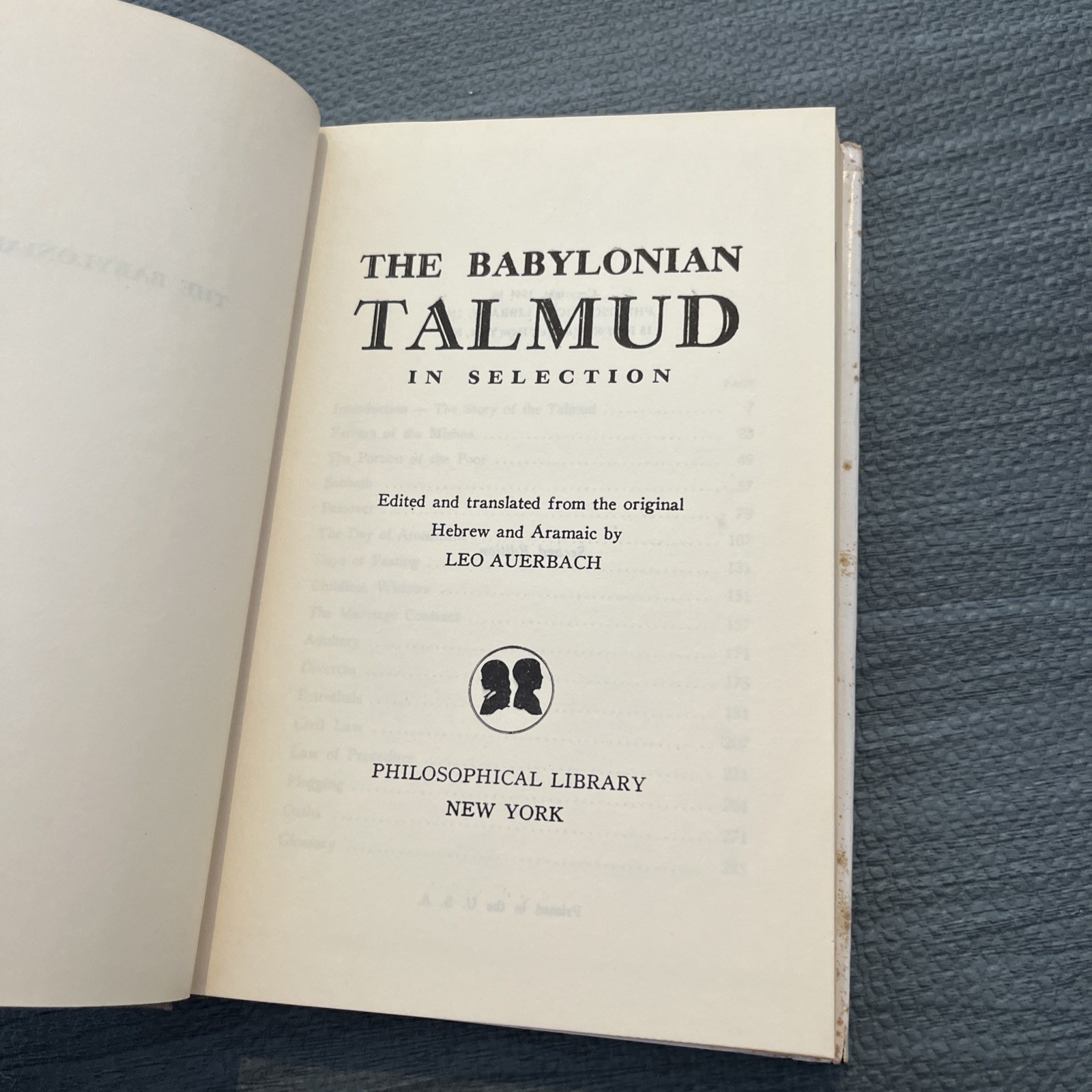 The Babylonian Talmud, 1944, 2nd Edition, Leo Auerbach, Hardcover Hebrew Aramaic