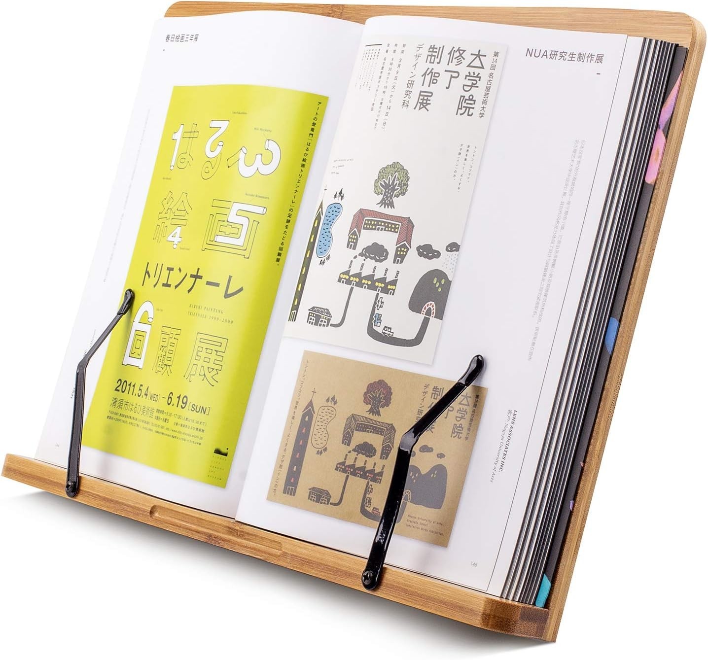 Large A+ (15.4 X 11) Inch XL Bamboo Book Stands & Holders for Reading Hands Free