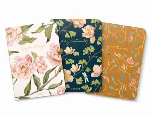 Gracelaced Lined Notebooks, Set of 3, Rejoice, Pray, Give Saddle-Stitched