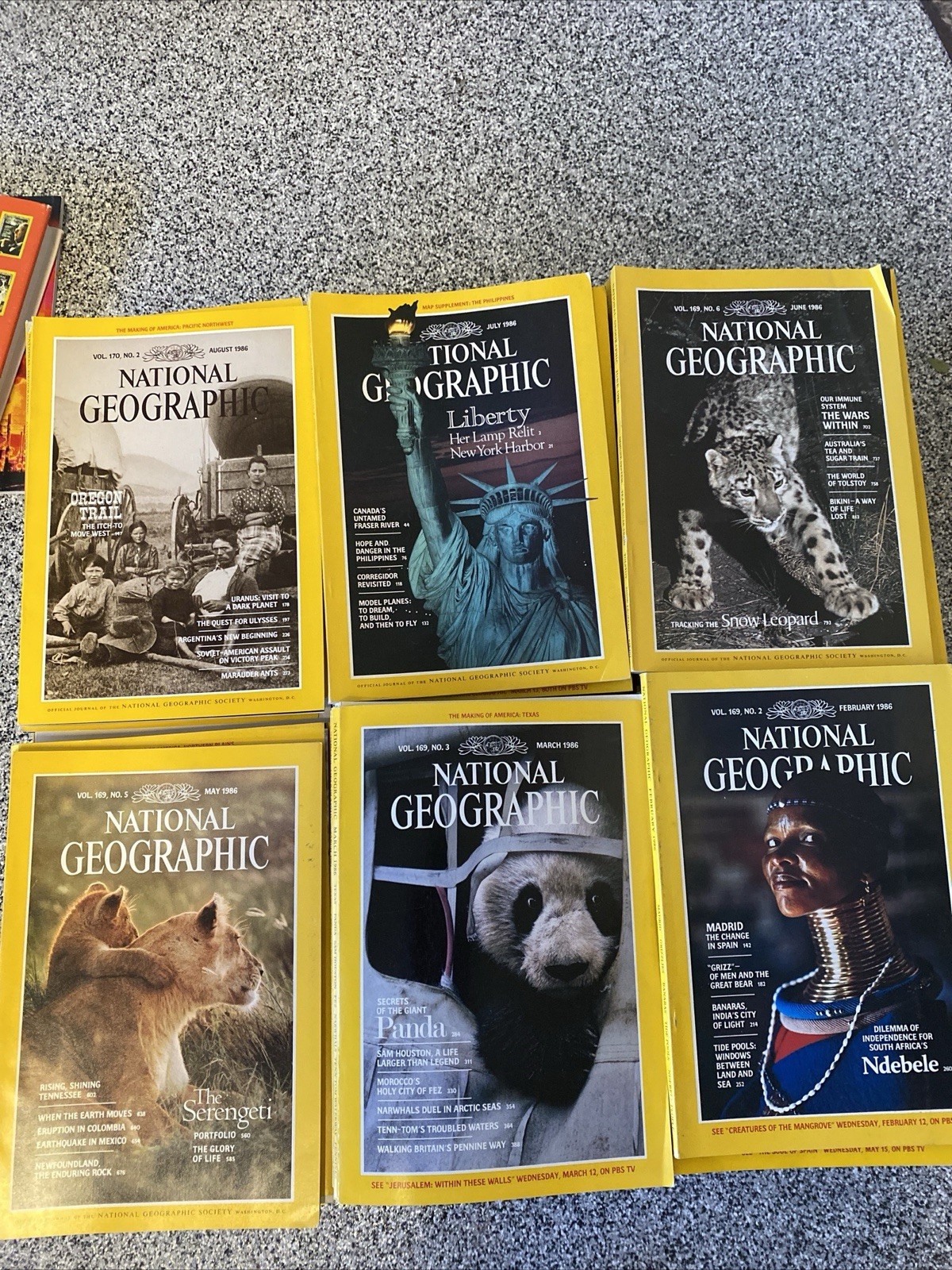 National Geographic Magazine Lot 12 1985, 1986, 1991 Vol 169-170 Illus