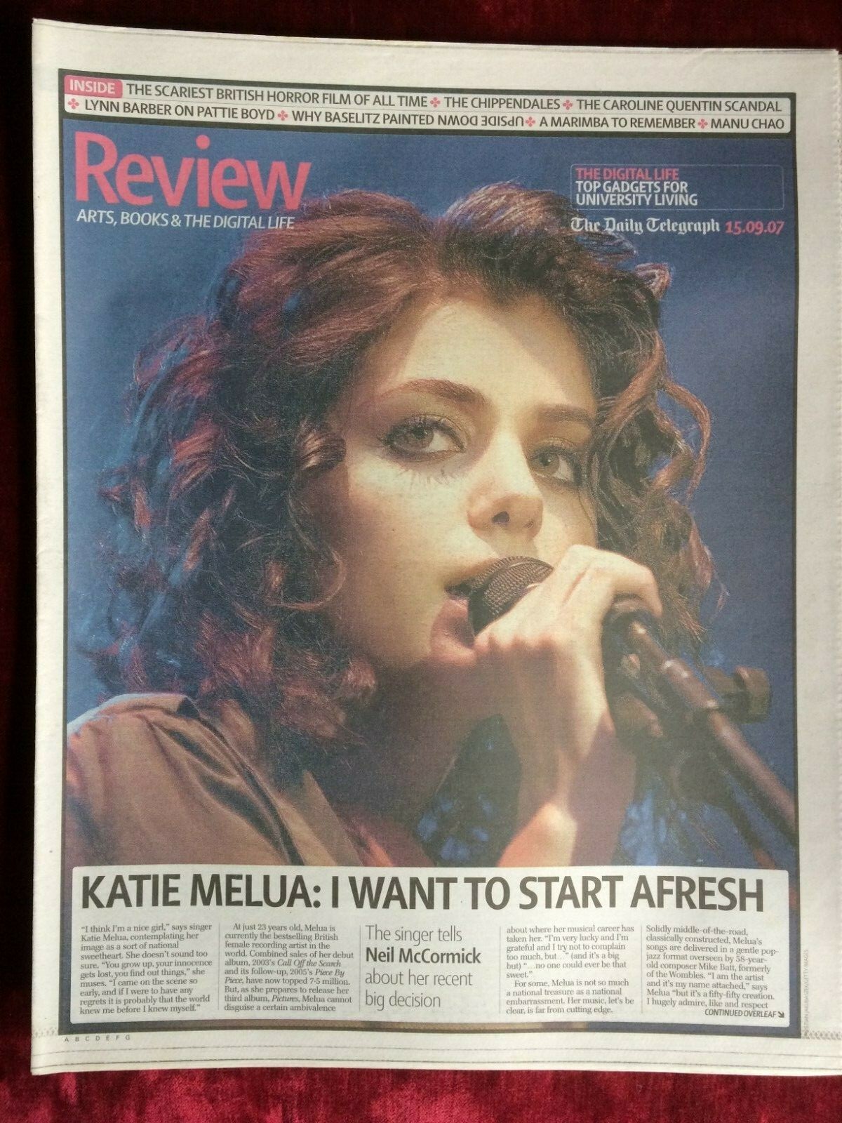 REVIEW magazine 15-September-2007 KATIE MELUA Toby Jones Pattie Boyd Iron & Wine