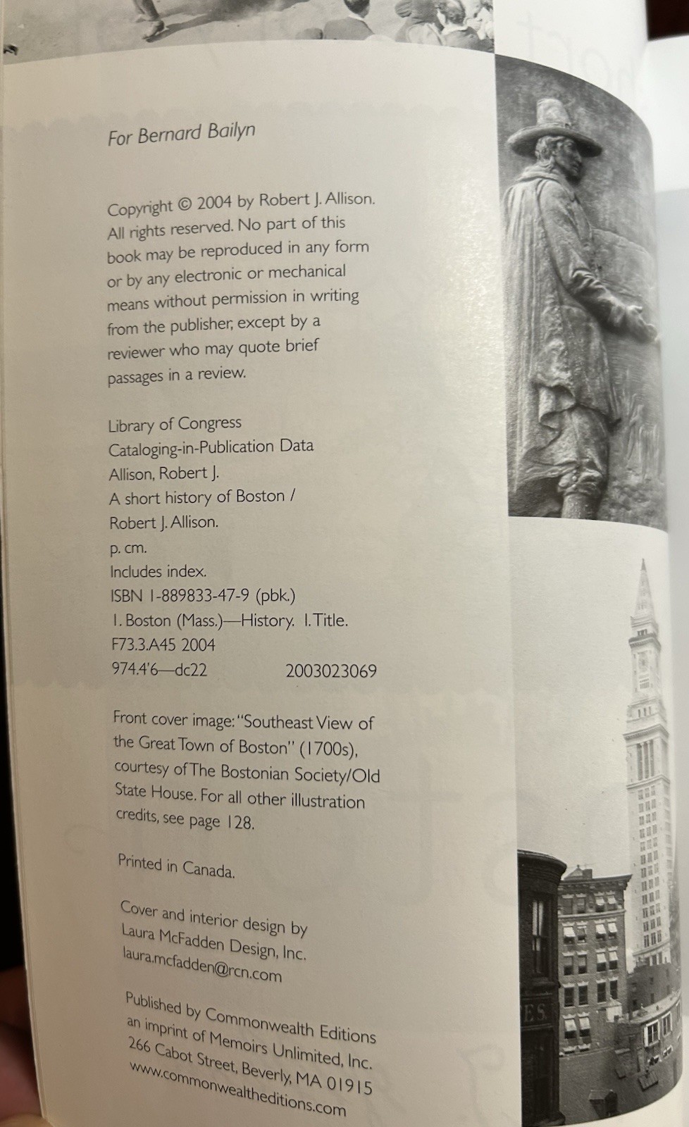 A Short History of Boston ~ 9781889833477 ~ Trade Paperback