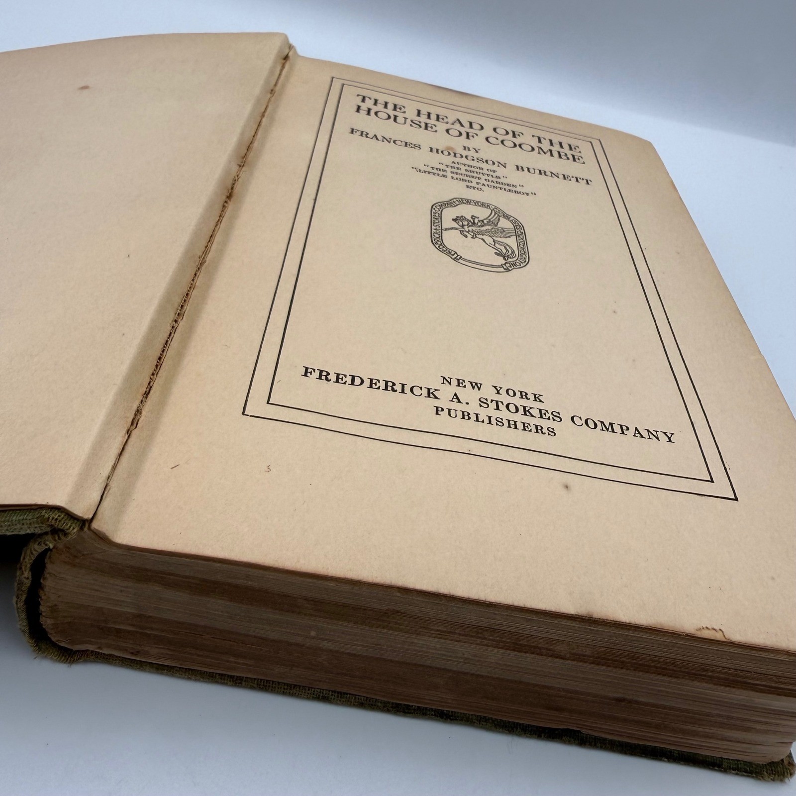 1922 The Head of the House of Coombe Frances Hodgson Burnett Hardcover Book