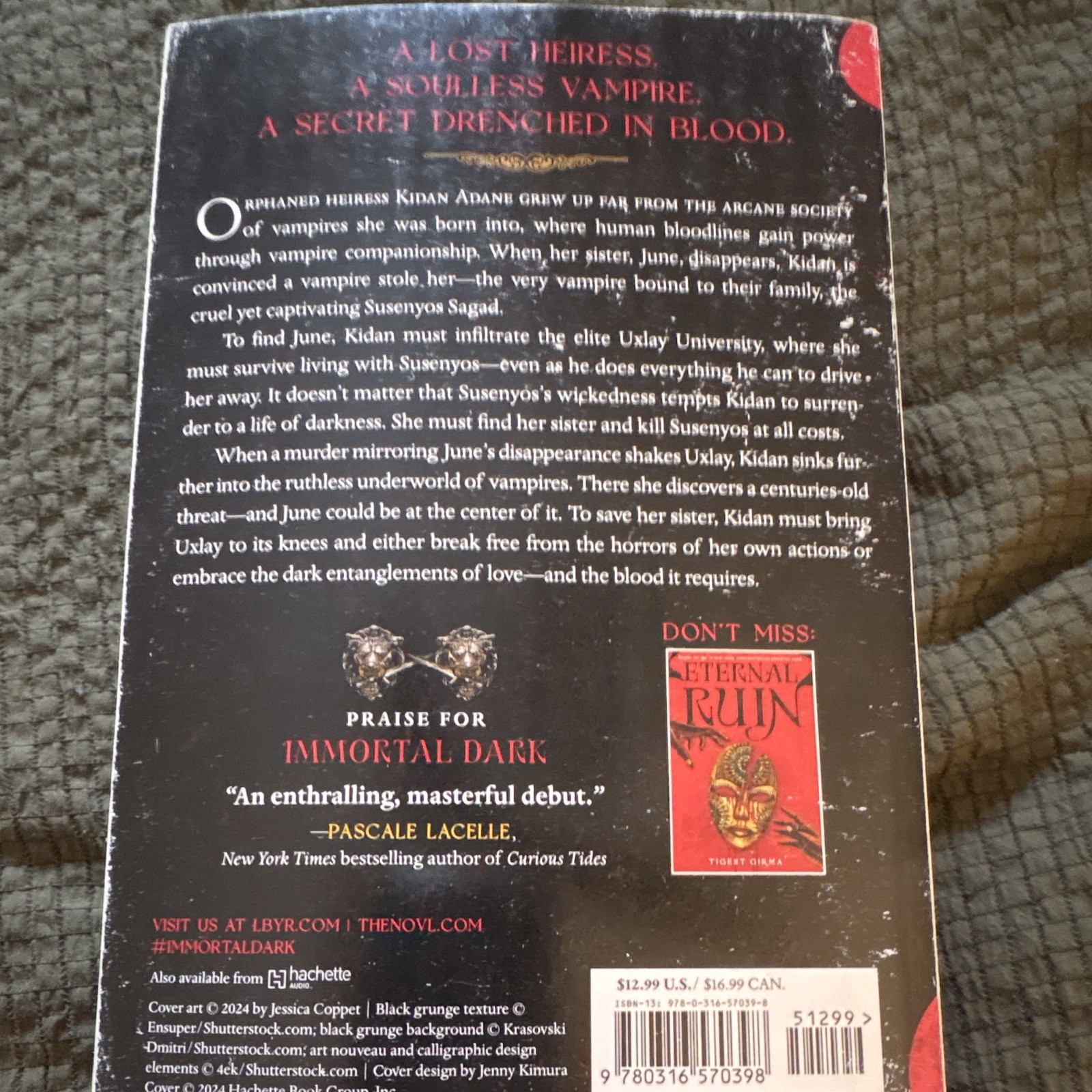 Tigest Girma Immortal Dark Trade Paperback YA Vampire Novel Immortal Dark Ser 1