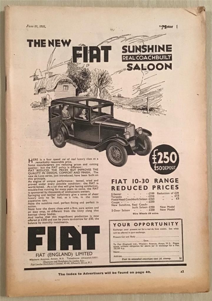 The MOTOR Magazine 23 JUN 1931 FRENCH GRAND PRIX Rover Speed Model Saloon Tested