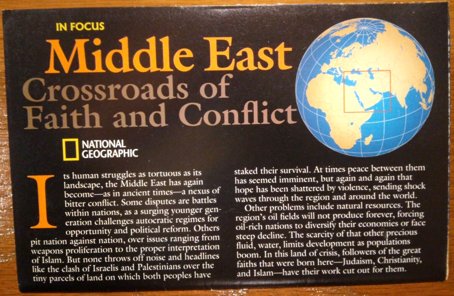National Geographic October 2002 Map Middle East Conflict Israel Syria Jordan..