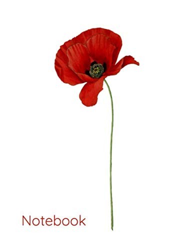 Red Flower Poppy Notebook: College Ruled, 130 pages, 8.5 x 11″, Perfect for…