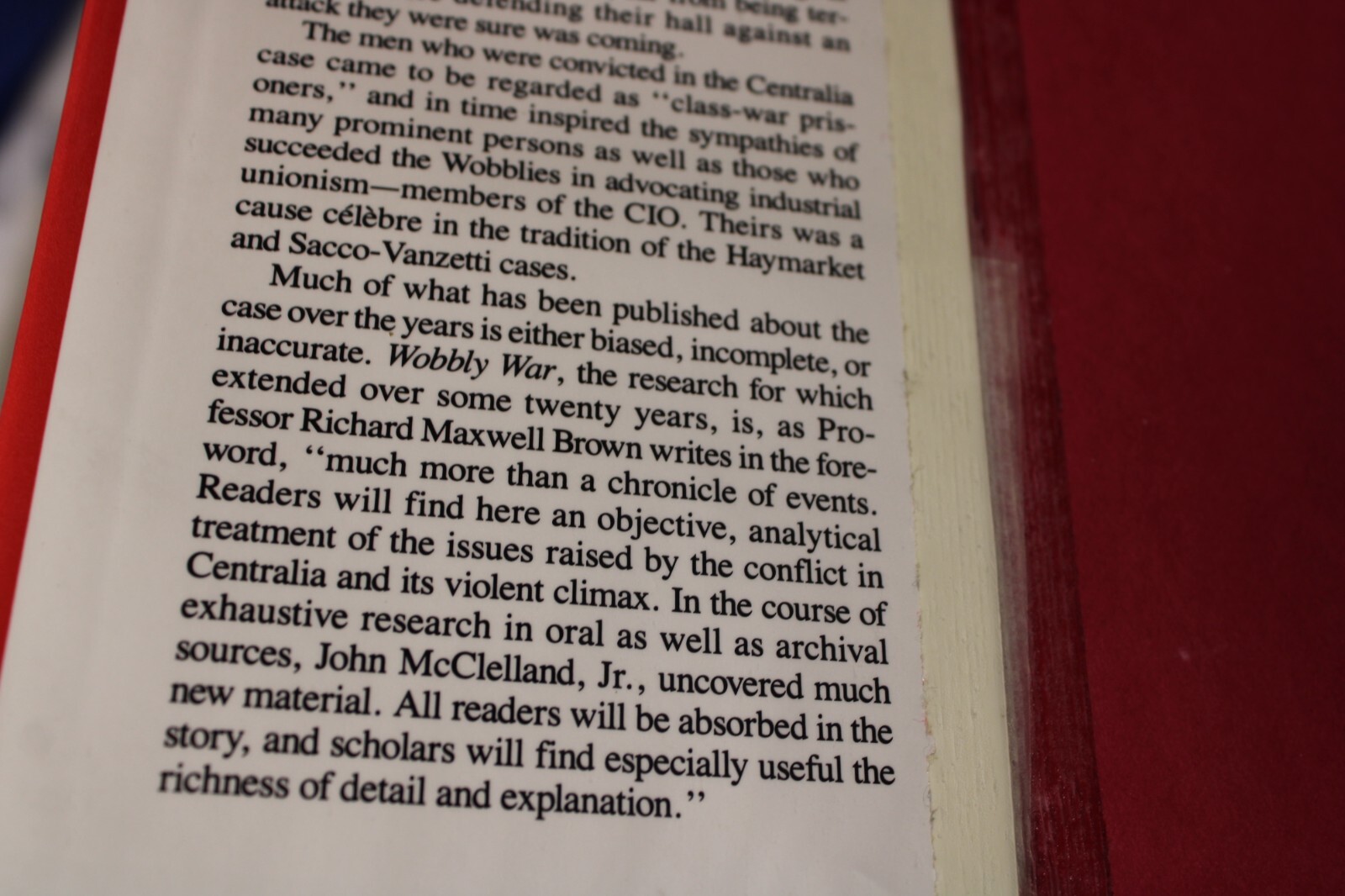 The Centralia, Washington Story Wobbly War : Hardcover John, Jr. McClelland