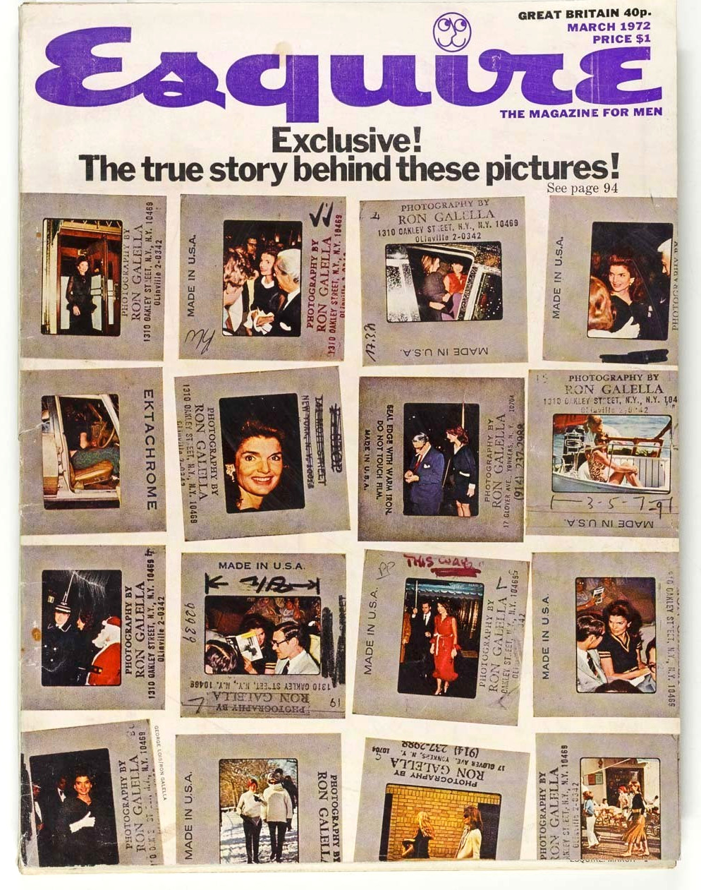 JACKIE O Ron Galella JOHN UPDIKE Jean-Paul Goude ESQUIRE March 1972 Superheroes