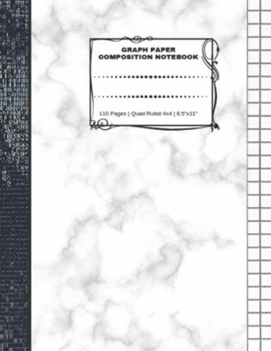 Graph Paper Composition Notebook: 110 Pages | Quad Ruled 4×4 | 8.5″ x 11″: Marbl