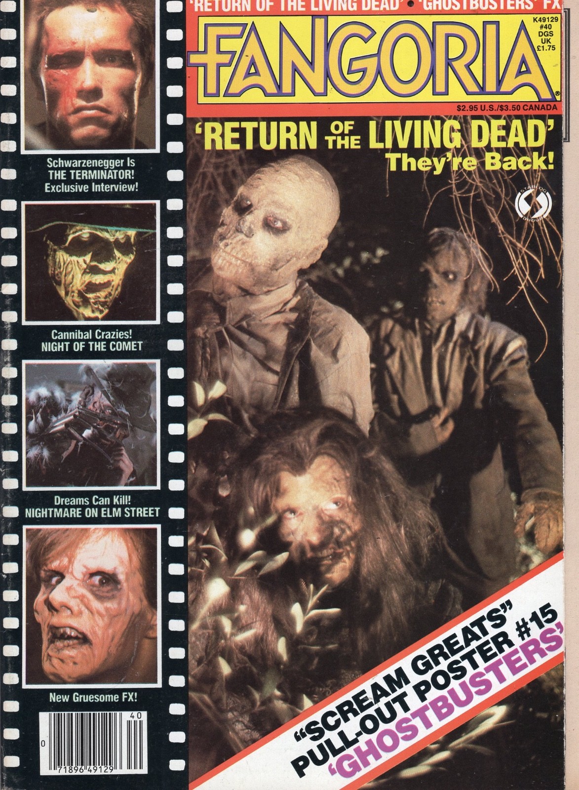 Fangoria Magazine Issue #40 1984 Return of Living Dead Cover Off White Pages VF