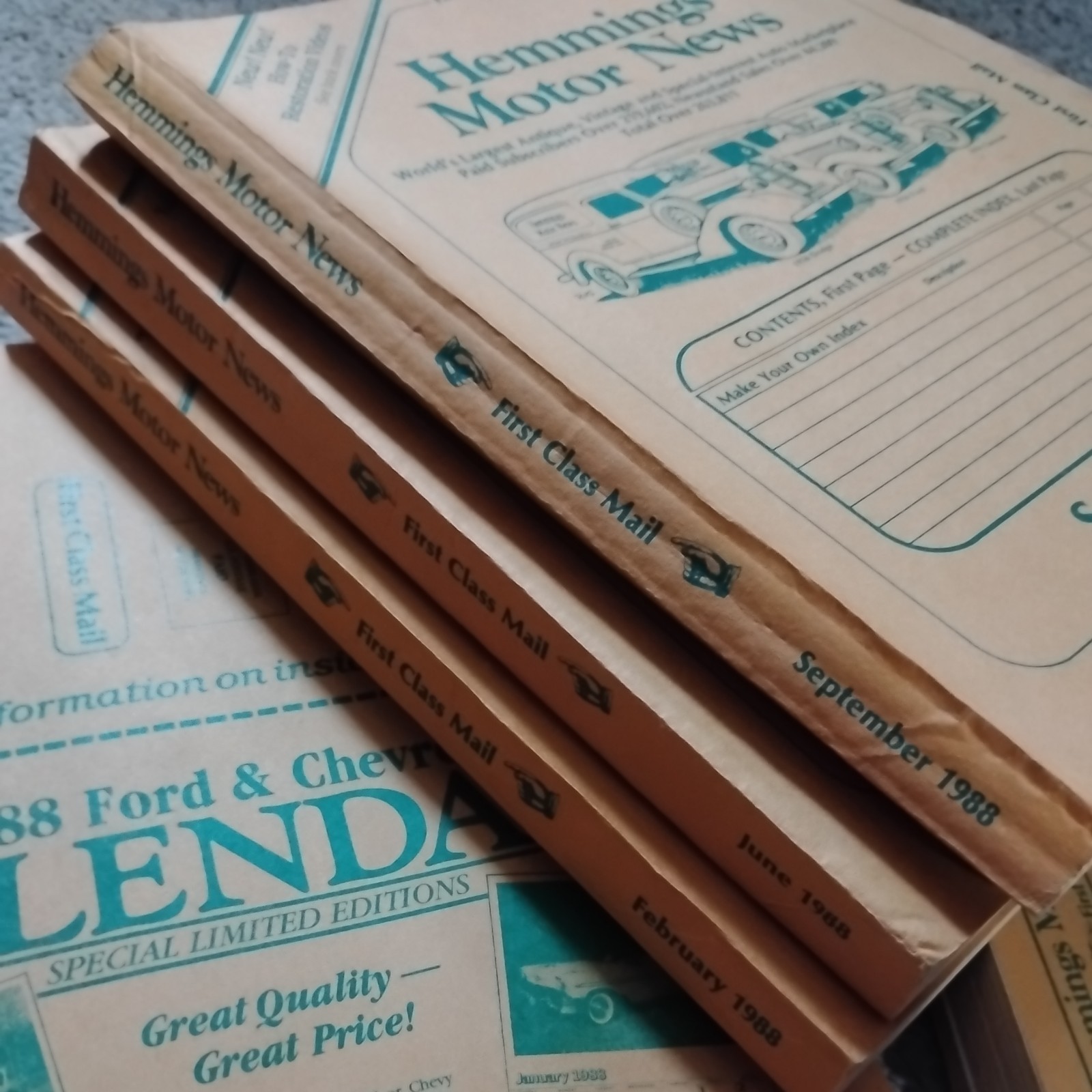 HEMMINGS MOTOR NEWS Lot of 6 1988 & 1987 February April September June October