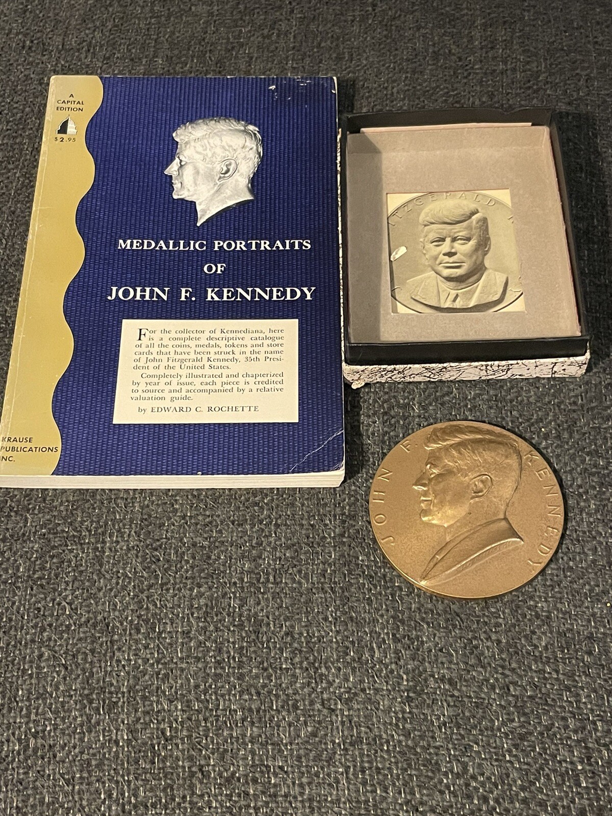 Medallic Portraits Of JFK By Edward Rochette And Huge 7oz Medal