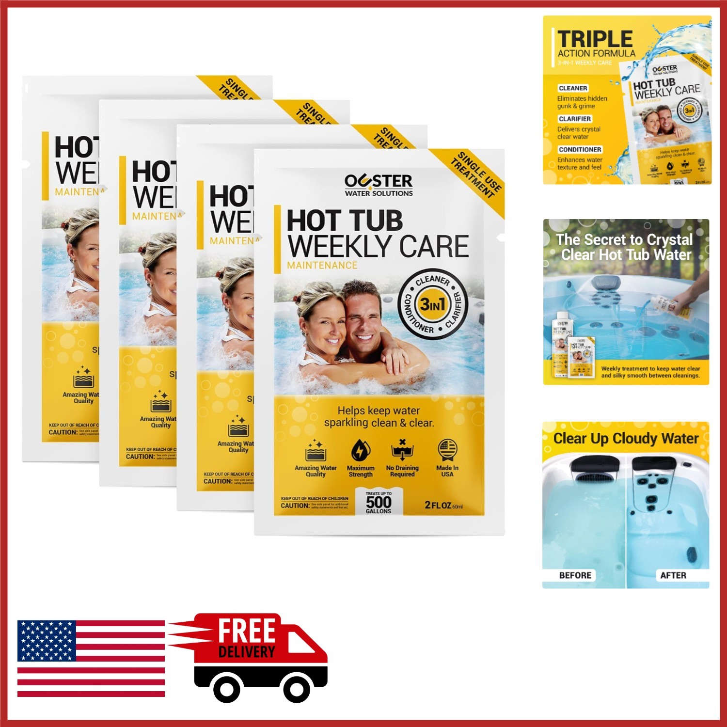 Hot Tub Chemicals 3-in-1 Cleaner Clarifier Conditioner for Spas 8oz