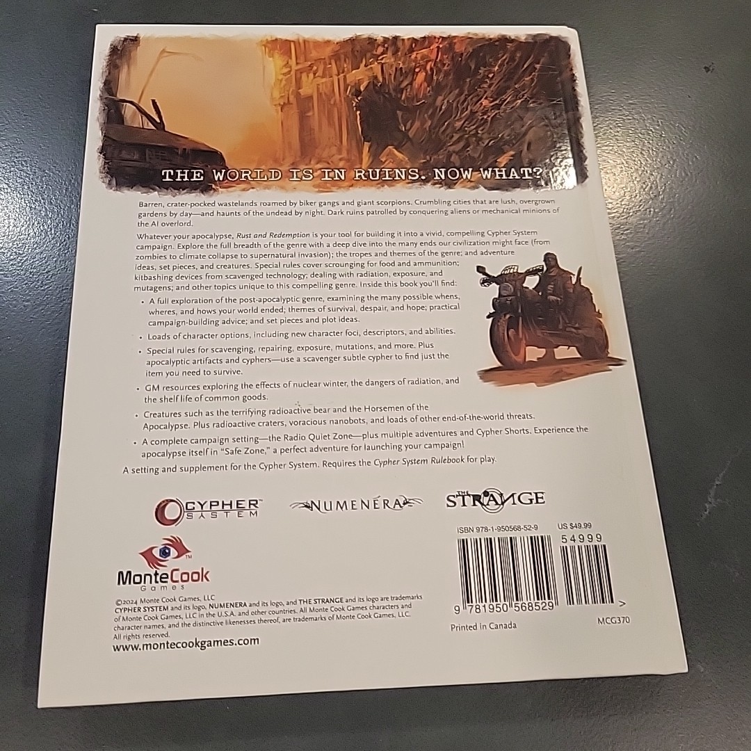 Cipher System RPG: Rust & Redeption by Monte Cook Games MKG370