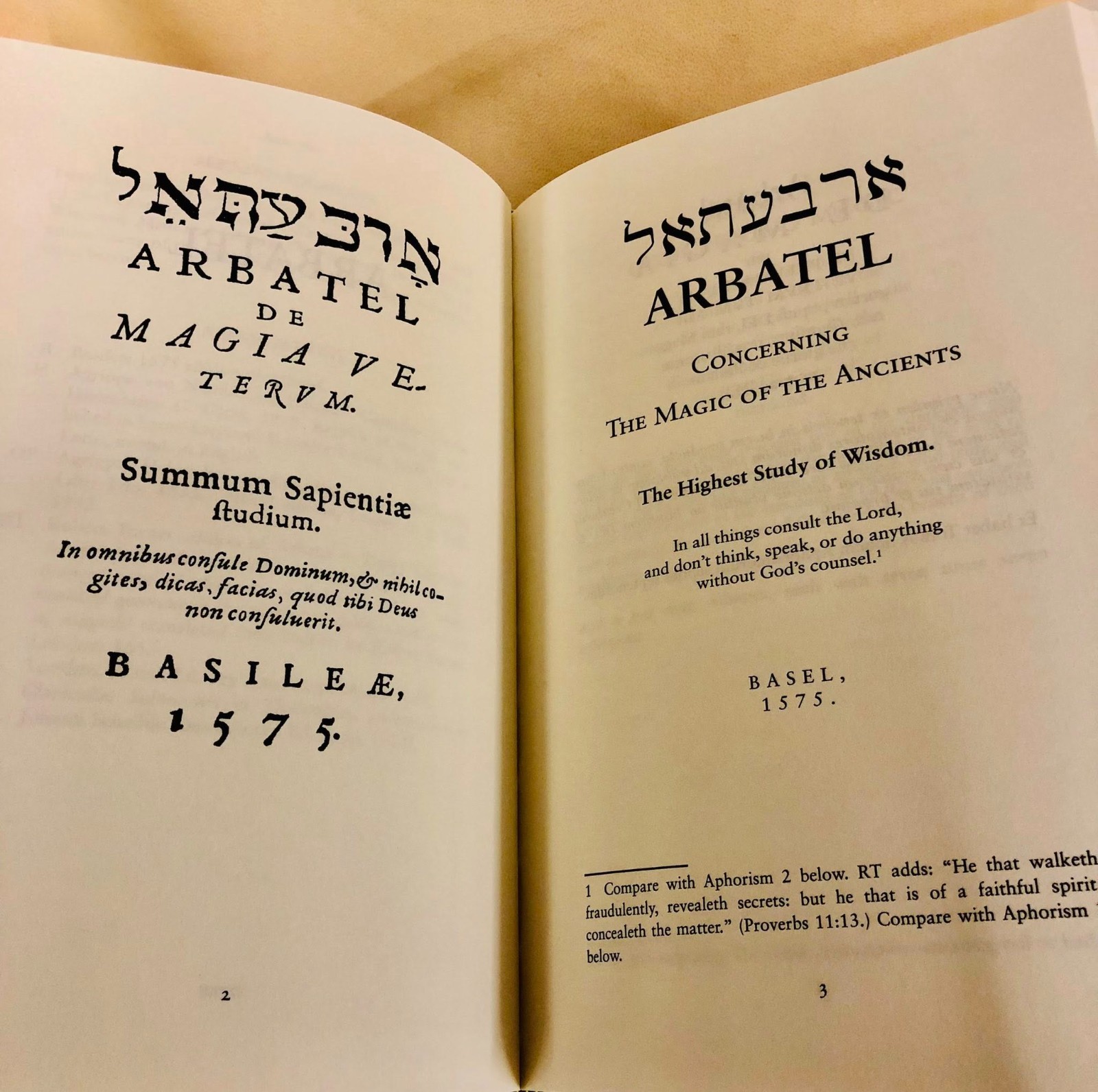 ARBATEL 1575 angelic magic leather binding occult rare