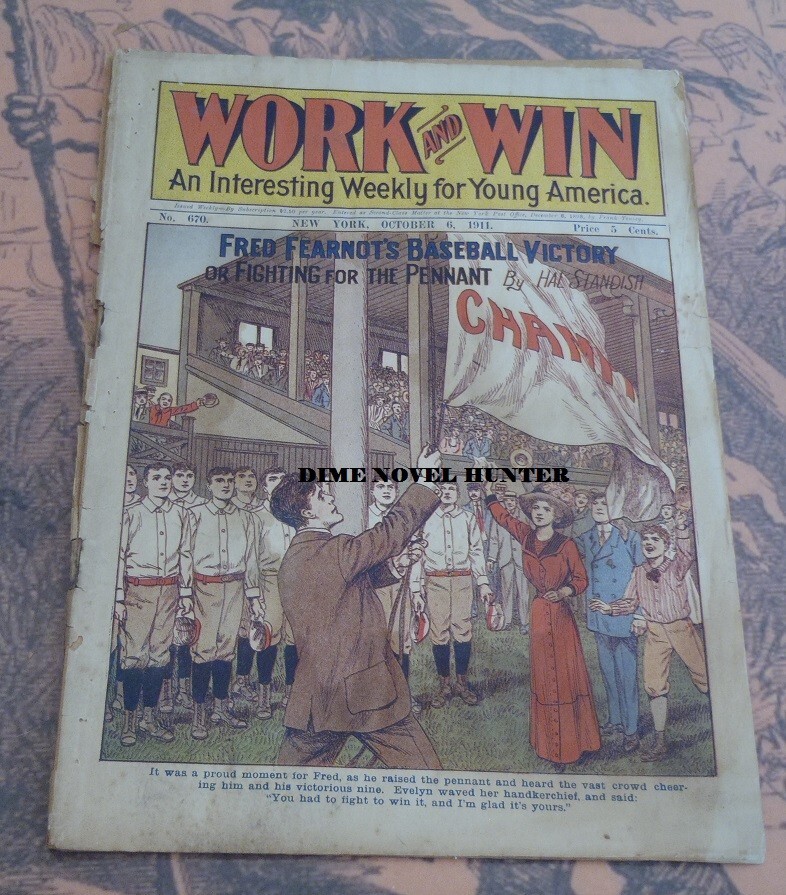 BASEBALL WORK AND WIN #670AA BRIGHT COLOR COVER FRANK TOUSEY 1911 DIME NOVEL